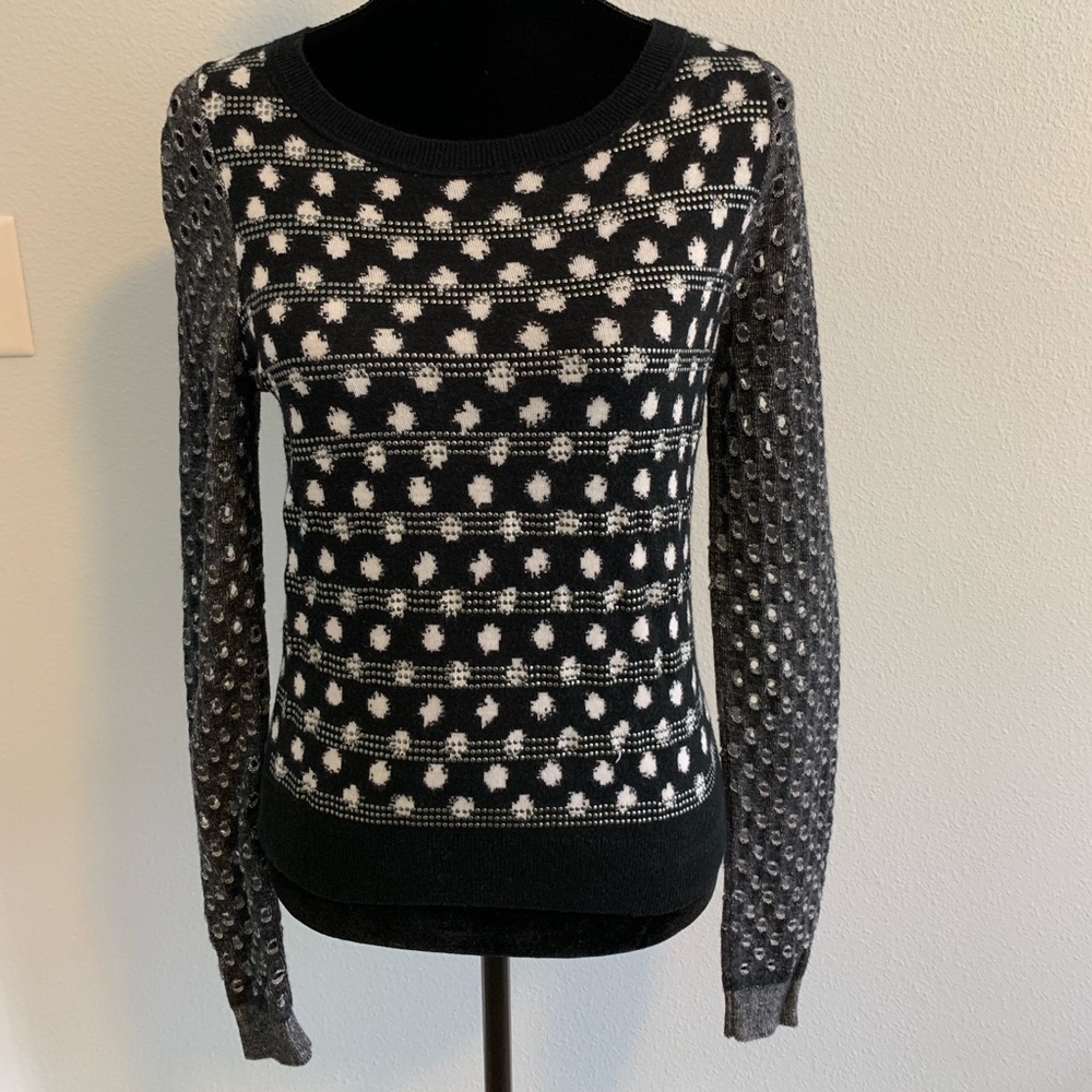 Diane von Furstenberg B/W Sweater w/ Metal Detail